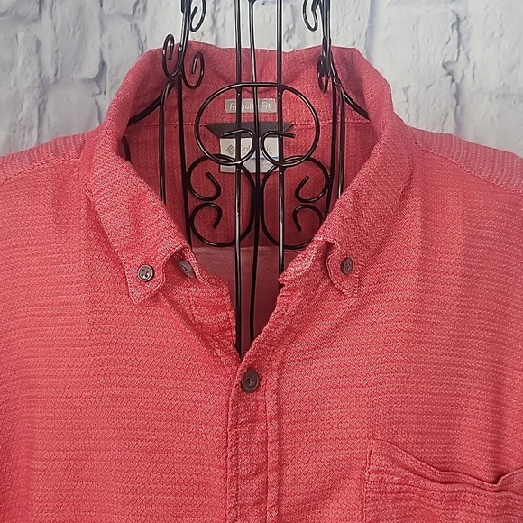 COLUMBIA Red Regular Fit Button Down Men's Shirt 2XT - Picture 2 of 7